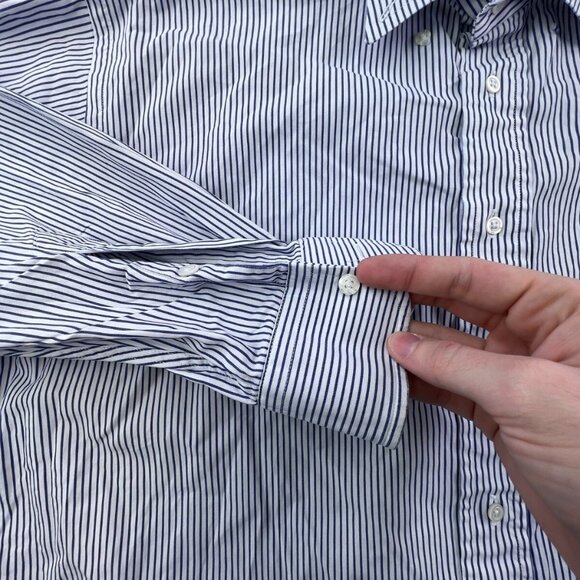 Gitman Bros Button Up Shirt Blue White Striped Fashion Post Louisville 17 35 - Picture 11 of 12